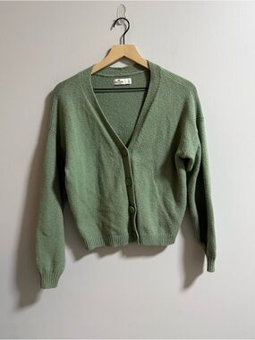 Hollister Sage Green V-Neck Button Cardigan Sweater